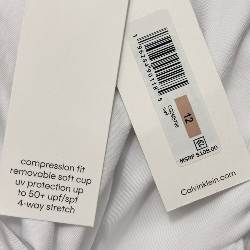 Calvin Klein One Piece Swimsuit Compression Stretch White Size 12 - Picture 7 of 7